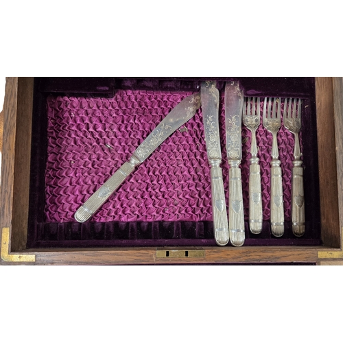 350A - A part set of cased fish Servers.