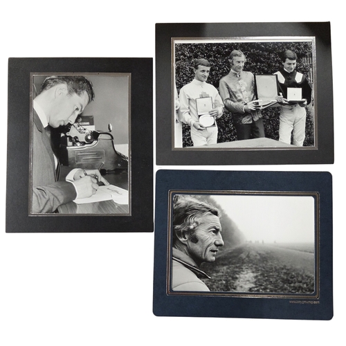 77 - A collection of very good photographs of Lester Piggott, a vintage Telegraph along with a photograph... 