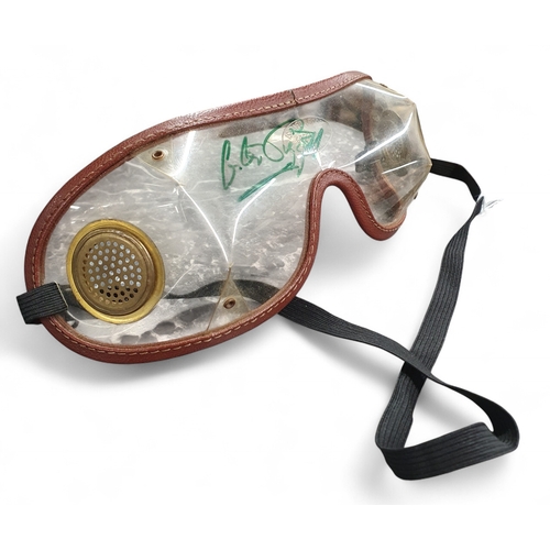 78 - An original pair of Jockeys Goggles signed by Lester Piggott.
