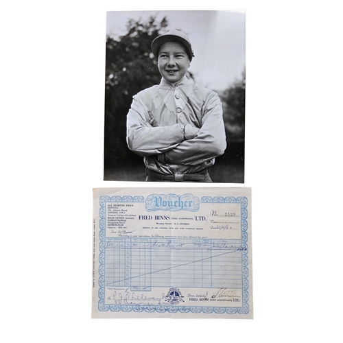 86 - A Fred Binns (Turf Accountant) Ltd Voucher/Betting slip where Peter O'Sullevan places a £40 to win £... 