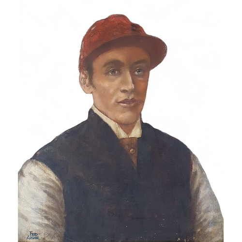 205 - A 19th Century Oil on Canvas of jockey Fred Archer. Signed Fred Archer. 35 x 30 cm approx.