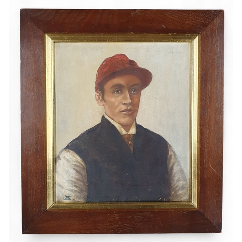 205 - A 19th Century Oil on Canvas of jockey Fred Archer. Signed Fred Archer. 35 x 30 cm approx.