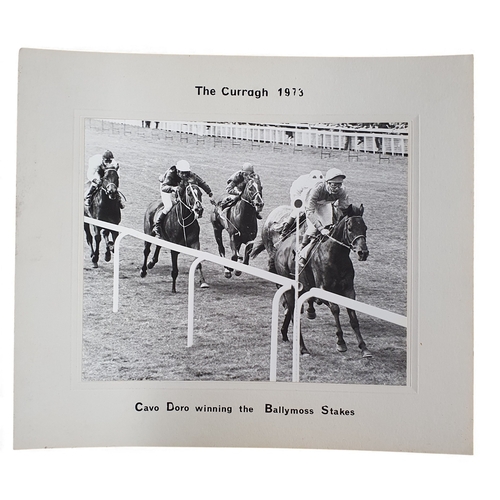 212 - Three vintage mopunted Photographs of Lester Piggott up. Two of Cavo Doro  and Commanche Run.