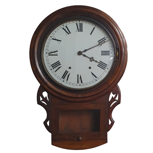 417 - A 19th Century Walnut Wall Clock with white dial.