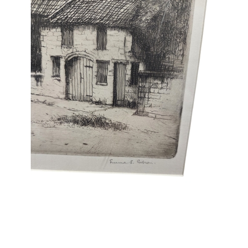 439 - A good 19th Century Etching of a Farmhouse after Emma Gibson signed in the margin in a Pencil along ... 