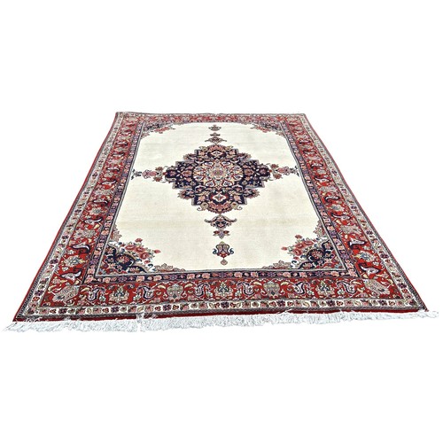 2 - A lovely Persian cream ground Carpet with unique central medallion design and multi borders. 295 x 2... 