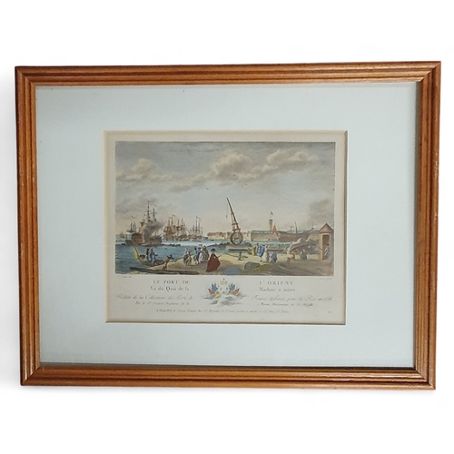 119 - A pair of 19th Century coloured Shipping Prints, La Port Deroyan and la Port L'Orient. H 33 x 43 cm ... 