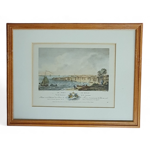 119 - A pair of 19th Century coloured Shipping Prints, La Port Deroyan and la Port L'Orient. H 33 x 43 cm ... 