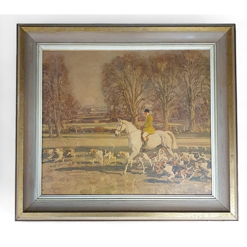 211 - After Sir Alfred Munnings. A coloured Hunting Print. 58 x 65 cm approx.
