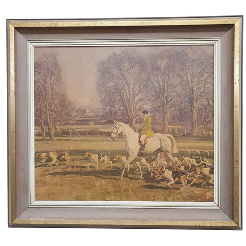 211 - After Sir Alfred Munnings. A coloured Hunting Print. 58 x 65 cm approx.