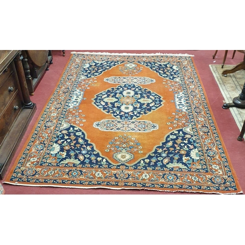 433 - A Rust ground Turkish Wool blend Carpet. 
300 x 200  cm approx.