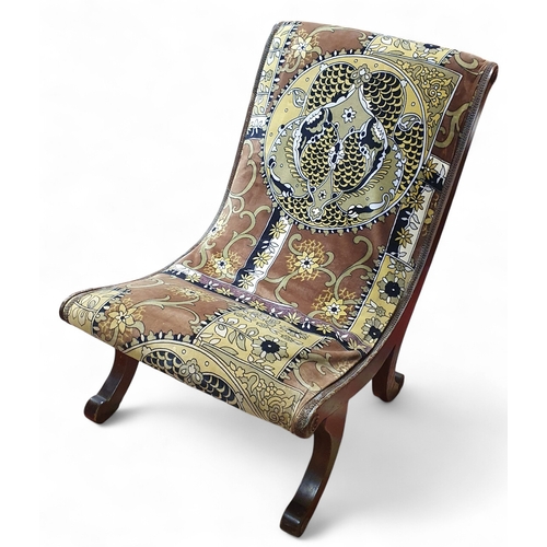 456 - A good 19th Century Mahogany Gout/Nursing Stool, with scroll decoration. W 48cm approx.
W 48 cm appr... 