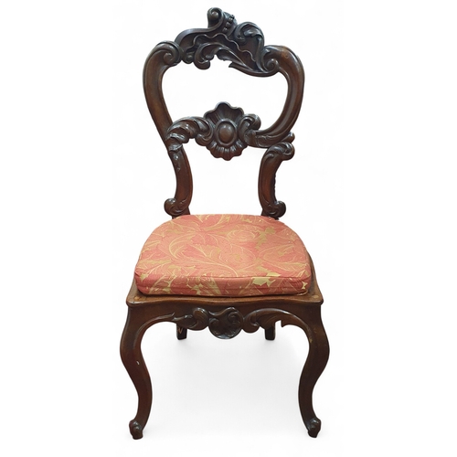 469 - A Pair of 19th Century Walnut Hall Chairs with canework seats along with a foot stool and a piano st... 