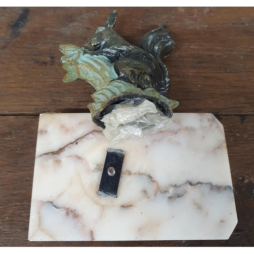 323 - A good pair of Bookends depicting Squirrels taking nuts on marble bases. H 12 cm approx.  Sold due t... 