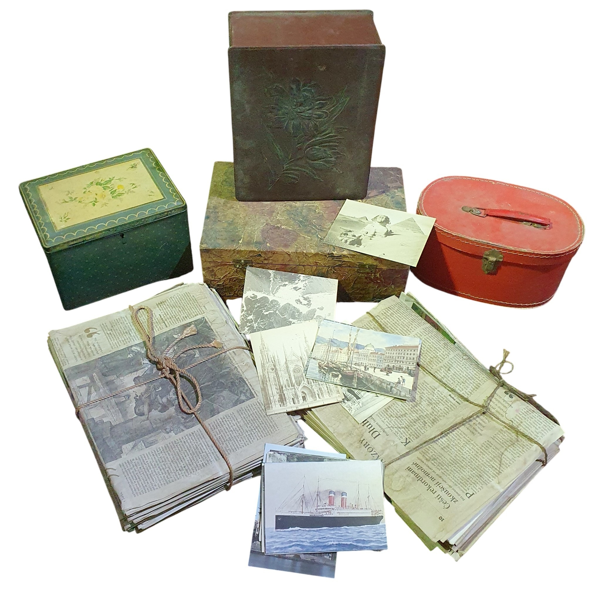 A Group of Film Prop items to include Vintage News Paper Parcels and ...