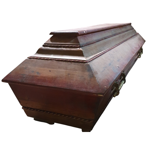607 - A Vampire Coffin, Brown, fully lined, Brass lifting handles  Hydraulic smooth closing lid.
H 58 x 20... 