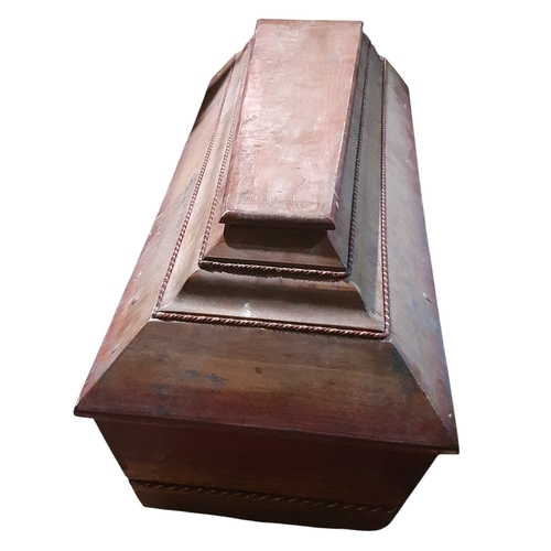 607 - A Vampire Coffin, Brown, fully lined, Brass lifting handles  Hydraulic smooth closing lid.
H 58 x 20... 