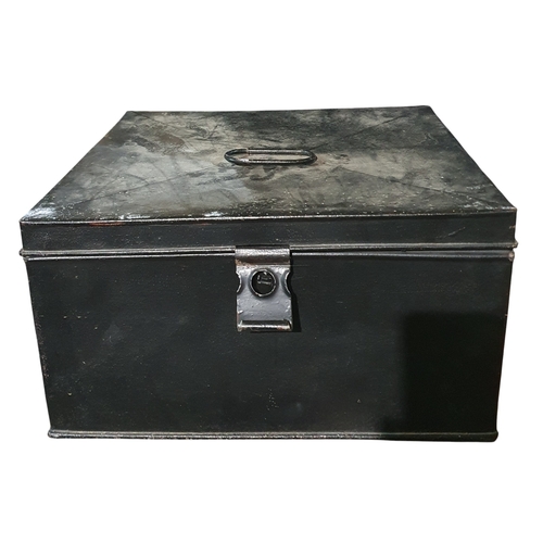 609 - A Metal storage box along with two double sided Vampire Theater billboards and film prop items. Box ... 