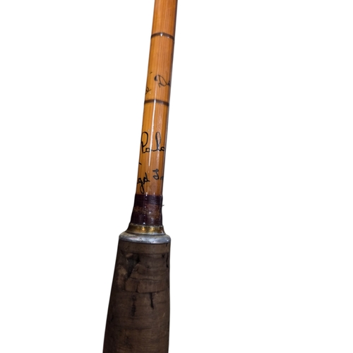 67 - A Hardy's Palakona Rogue River 9′ Split Cane Trout Fly Rod Plus Spare Tip & Bag.