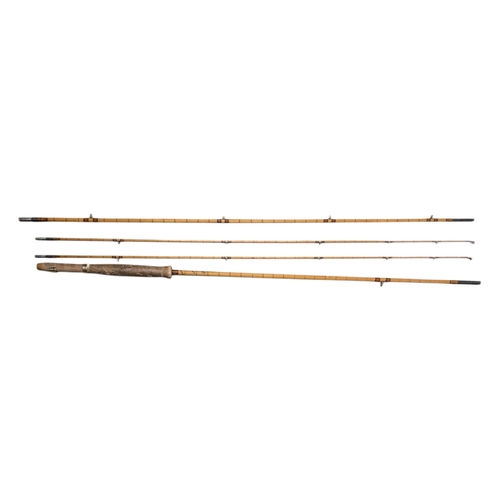 68 - A Hardy's Hollolight Hollokona cane 10′ three piece rod with spare tip and bag.