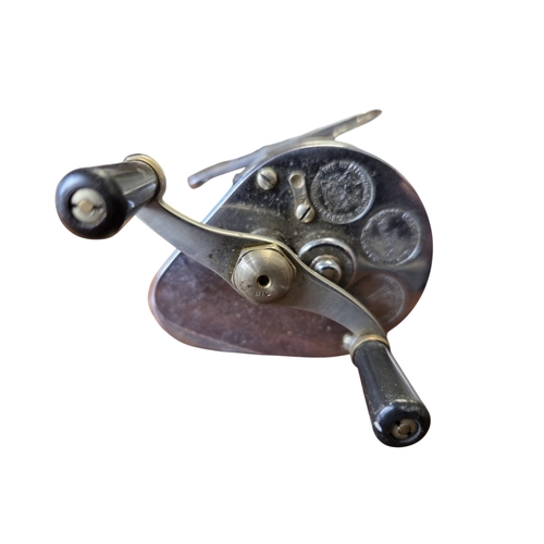 90 - Hardy Elarex vintage bait casting multiplier reel with celluloid splash shield.