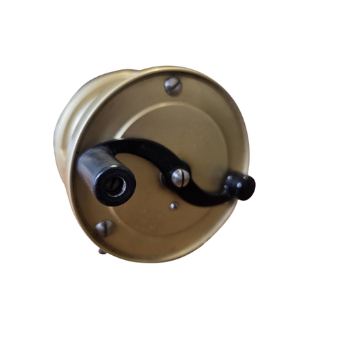 92 - An S.E. Bogdan 300 multiplying Salmon fly reel, gold anodised, right hand wind model with black anod... 