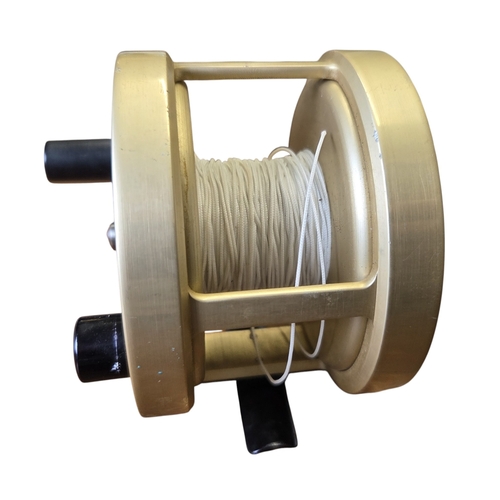 92 - An S.E. Bogdan 300 multiplying Salmon fly reel, gold anodised, right hand wind model with black anod... 