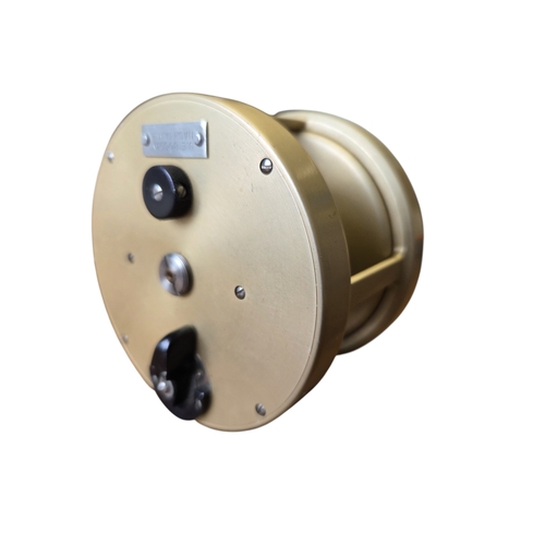 92 - An S.E. Bogdan 300 multiplying Salmon fly reel, gold anodised, right hand wind model with black anod... 
