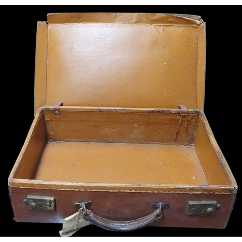 93 - Four leather reel Pouches along with a vintage leather case.