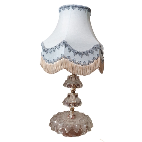 105 - A good vintage Crystal Table Lamp and shade. H 34 cm approx.