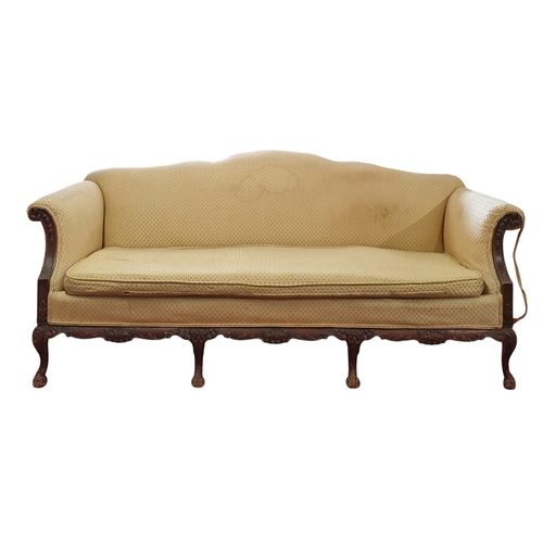 235 - A late 19th early 20th Century Mahogany hump back showframe Couch with a highly carved outline. 
W 2... 