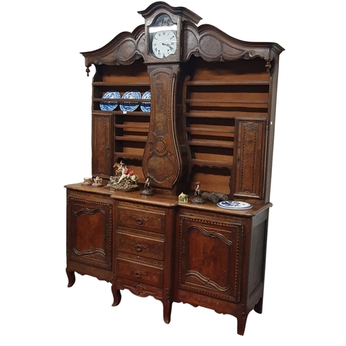 423 - A fantastic 19th Century Oak and Veneered Continental Side Cabinet with clock centre and plate rack ... 