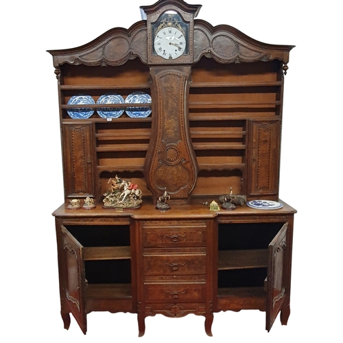 423 - A fantastic 19th Century Oak and Veneered Continental Side Cabinet with clock centre and plate rack ... 