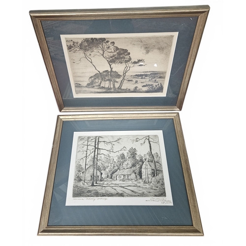 179 - A pair of 19th Century Etchings of country scenes, signed in the margin. 33 x 39 cm approx.