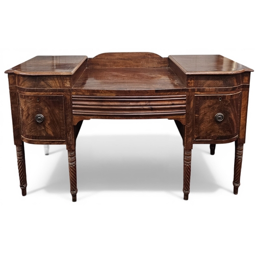 184 - A 19th Century mahogany Sideboard on turned barley twist supports. W 164 x D 59 x H 96 cm approx.