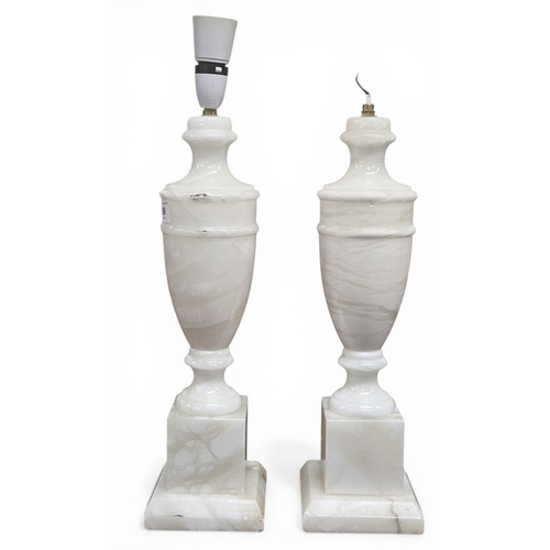 189 - A lovely pair of Alabaster Table lamps. H 50 cm approx.