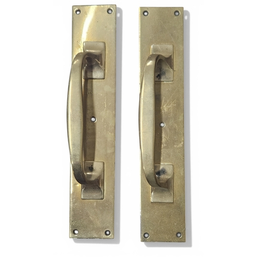 199 - A good pair of early 20th Century heavy Brass/Bronze door Handles. L 30 cm approx.