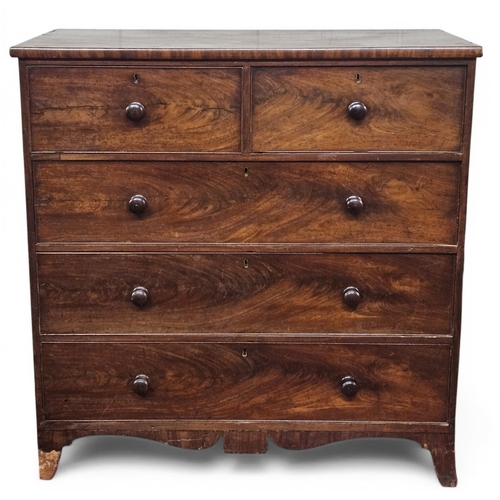 204 - A Georgian Mahogany Chest Of Drawers with two short over three long, large Blanket Chest (bracket fe... 