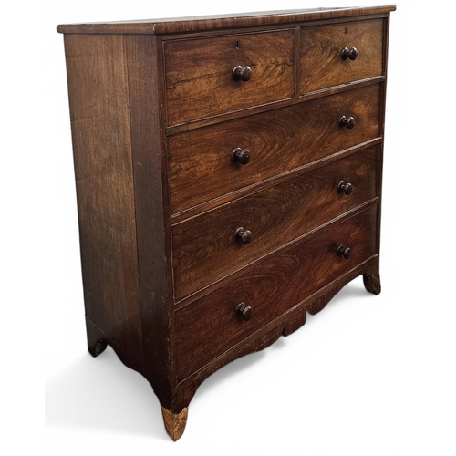 204 - A Georgian Mahogany Chest Of Drawers with two short over three long, large Blanket Chest (bracket fe... 