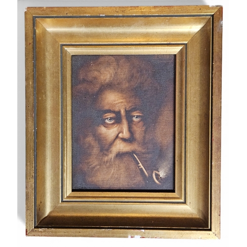 214 - A late 19th early 20th Century Oil On Canvas of a bearded Gentleman with pipe, no apparent signature... 