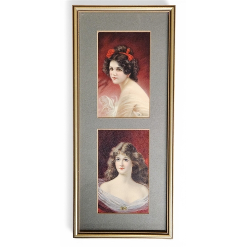 215 - After M Marco. A pair of colour Prints of Ladies. 36 x 16 cm approx.