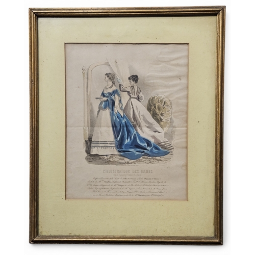 218 - A set of three French fashion Prints.  43 x 36 cm approx.