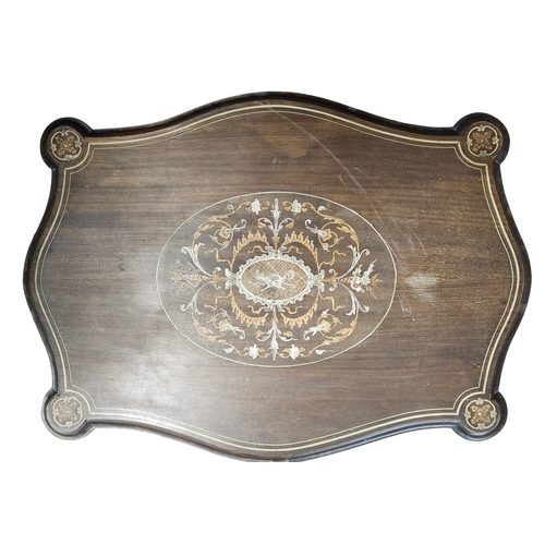 233 - An Edwardian Mahogany and Inlaid Centre Table with a highly inlaid top on cabriole supports and stre... 