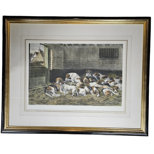 323A - After Edmund Cauldwell. Depiction 'Days Work Done' a 19th Century hand coloured Engraving of a group... 