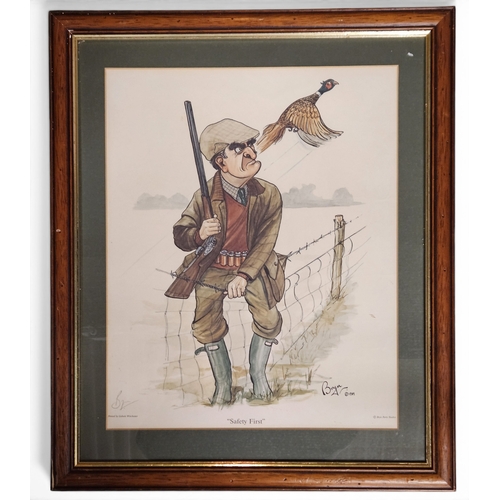 426 - A group of three Caricature colour Prints of hunting scenes. 43 x 51, 31 x 26 cm approx.