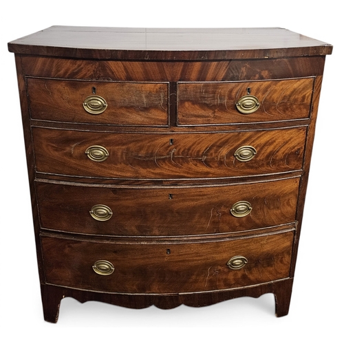 429 - A 19th Century Mahogany bow fronted Chest Of Drawers. 103 x 52 x H 114 cm approx.