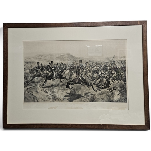 430 - 'Charge of the Light Brigade' A 19th Century large Print in an original oak frame. 87 x 120 cm appro... 