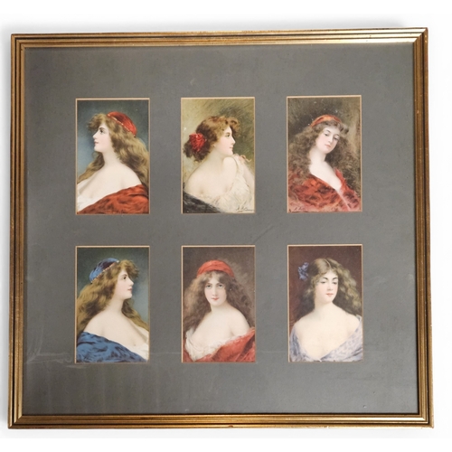 433 - After A Asti. A Collage set of six colour Prints of beautiful women. 45 x 47 cm approx.
