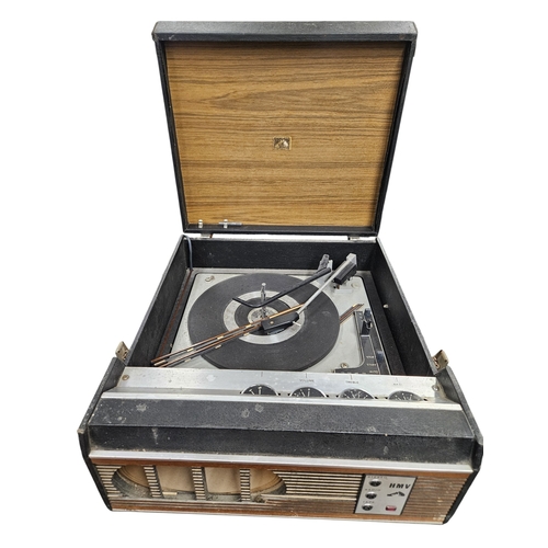 418 - A Vintage HMV Record Player along with a heavy duty Bandridge VA420 Tripod.