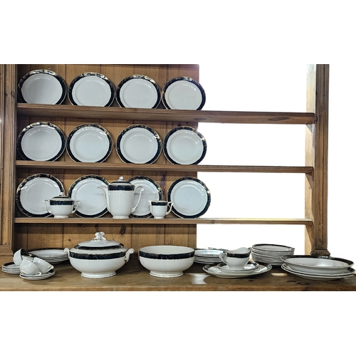 640 - A large quantity of 19th Century Cleanord Dinnerwares with green borders.